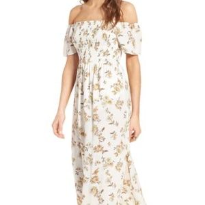 Socialite Smocked Off the Shoulder Maxi Dress